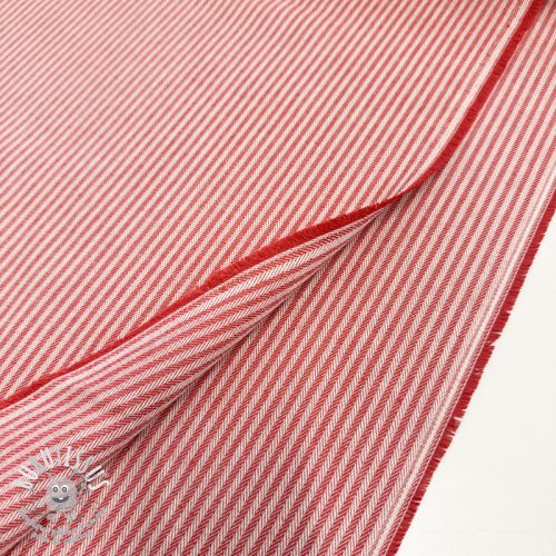 Tissu déco DOBBY Colored stripe poppy red