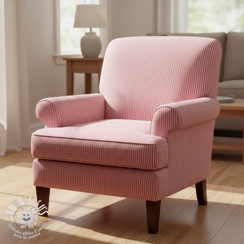 Tissu déco DOBBY Colored stripe fuchsia