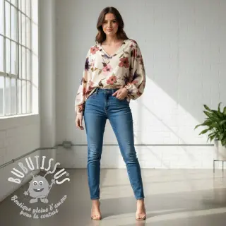 Tissu coton VISCOSE Flowers offwhite digital print