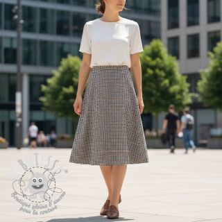 Tissu coton YARN DYED BRUSHED Check Mike ecru