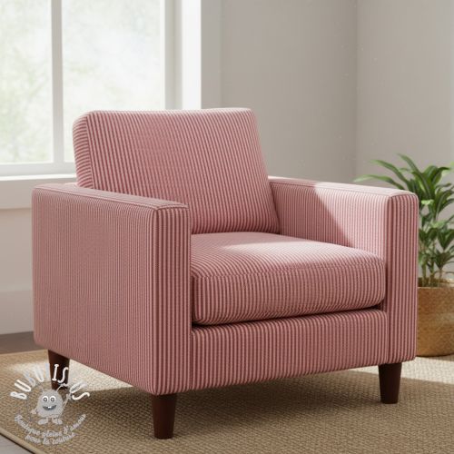 Tissu déco DOBBY Colored stripe cherry