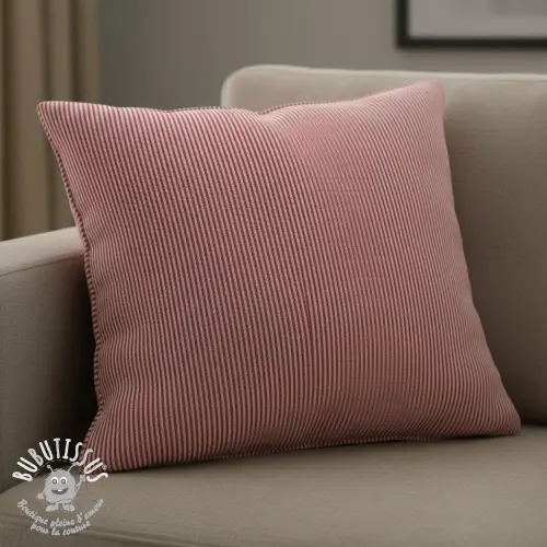 Tissu déco DOBBY Colored stripe cherry