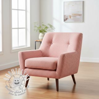 Tissu déco DOBBY Colored stripe poppy red