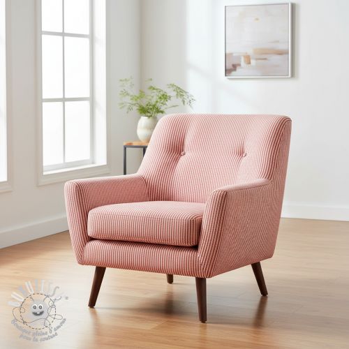 Tissu déco DOBBY Colored stripe poppy red