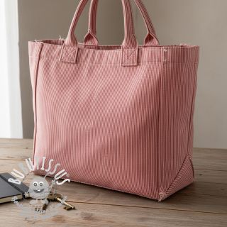 Tissu déco DOBBY Colored stripe poppy red