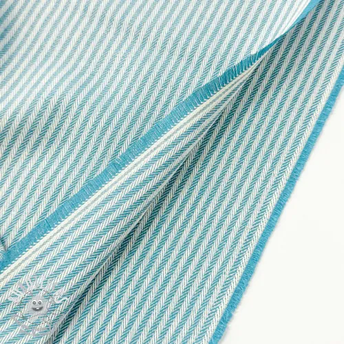 Tissu déco DOBBY Colored stripe turquoise