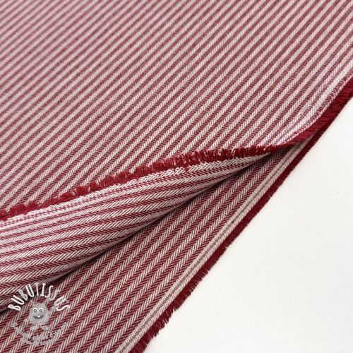Tissu déco DOBBY Colored stripe burgundy