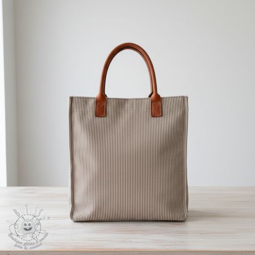 Tissu déco DOBBY Colored stripe coffee