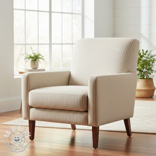 Tissu déco DOBBY Colored stripe sand