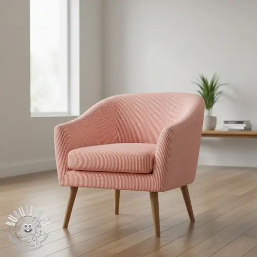 Tissu déco DOBBY Colored stripe coral