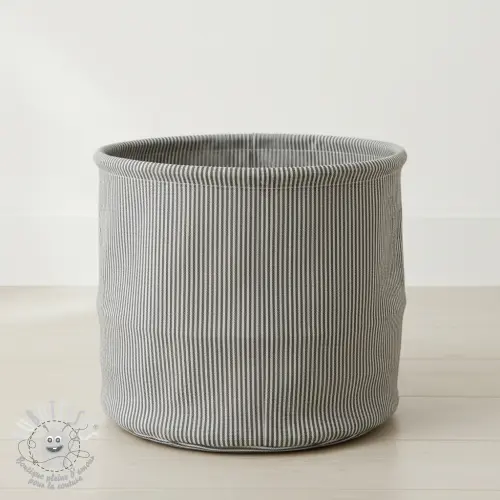 Tissu déco DOBBY Colored stripe graphite