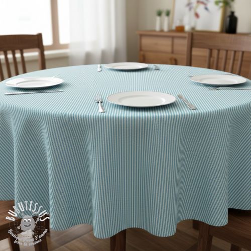 Tissu déco DOBBY Colored stripe turquoise