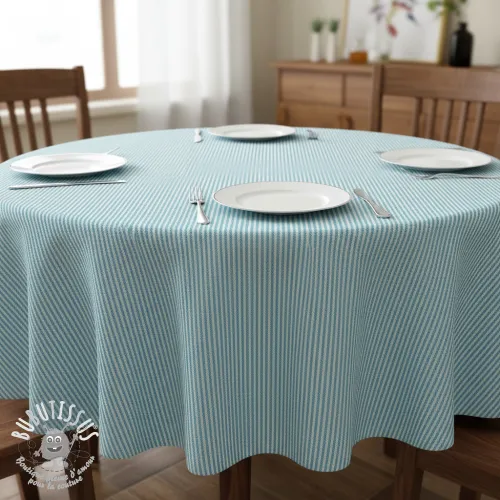 Tissu déco DOBBY Colored stripe turquoise