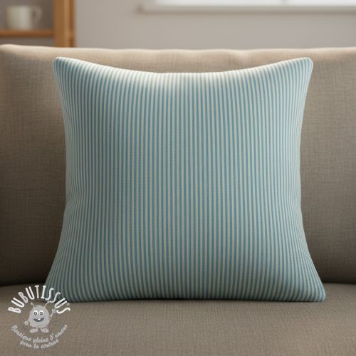 Tissu déco DOBBY Colored stripe turquoise