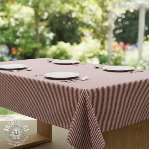 Tissu déco DOBBY Colored stripe burgundy