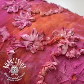 Tissu coton TIE DYE EMBROIDERY Eva tape design F