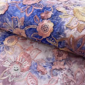 Tissu coton TIE DYE EMBROIDERY Flora design C