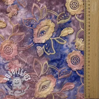 Tissu coton TIE DYE EMBROIDERY Flora design C