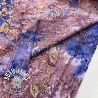 Tissu coton TIE DYE EMBROIDERY Flora design C