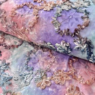 Tissu coton TIE DYE EMBROIDERY Eva tape design C