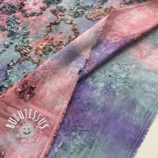 Tissu coton TIE DYE EMBROIDERY Eva tape design C