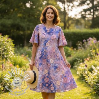 Tissu coton TIE DYE EMBROIDERY Flora design C