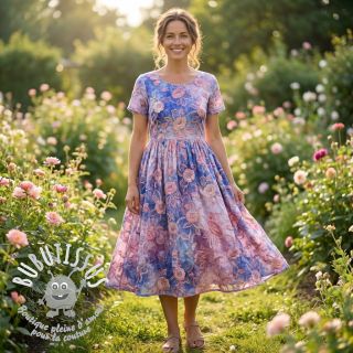 Tissu coton TIE DYE EMBROIDERY Flora design C