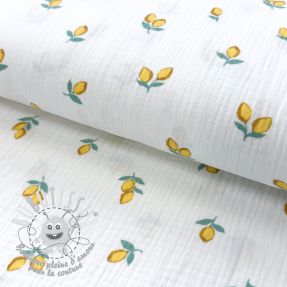 Tissu double gaze/mousseline Fruits lemon ORGANIC