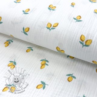 Tissu double gaze/mousseline Fruits lemon ORGANIC