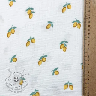 Tissu double gaze/mousseline Fruits lemon ORGANIC