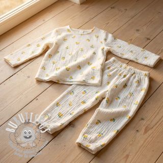 Tissu double gaze/mousseline Fruits lemon ORGANIC