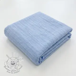Tissu coton VOILE LUREX Stripes light blue