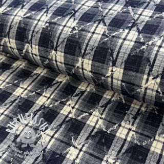 Tissu coton YARN DYED BRUSHED Check EMBROIDERY navy