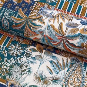 Tissu déco jacquard Basmati allover bleu