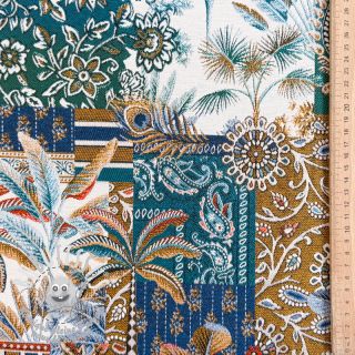 Tissu déco jacquard Basmati allover bleu