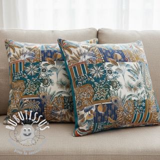 Tissu déco jacquard Basmati allover bleu