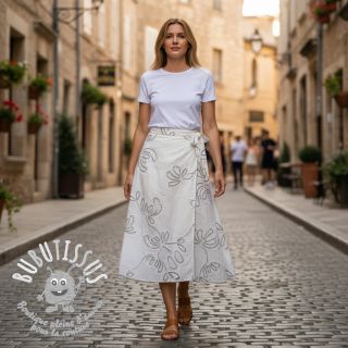 Tissu coton EMBROIDERY Loom En Light off white