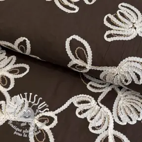 Tissu coton EMBROIDERY Loom En Light brown