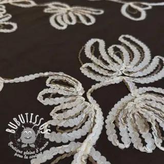 Tissu coton EMBROIDERY Loom En Light brown