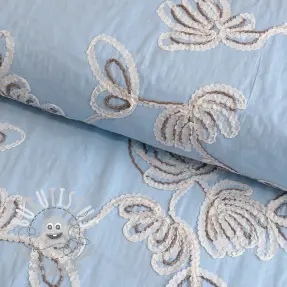 Tissu coton EMBROIDERY Loom En Light baby blue