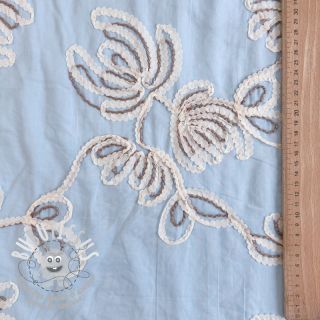 Tissu coton EMBROIDERY Loom En Light baby blue