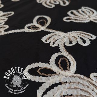 Tissu coton EMBROIDERY Loom En Light black