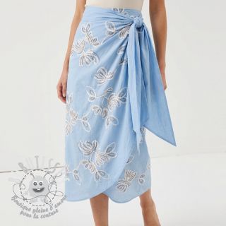 Tissu coton EMBROIDERY Loom En Light baby blue