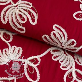 Tissu coton EMBROIDERY Loom En Light red