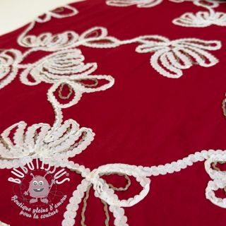 Tissu coton EMBROIDERY Loom En Light red