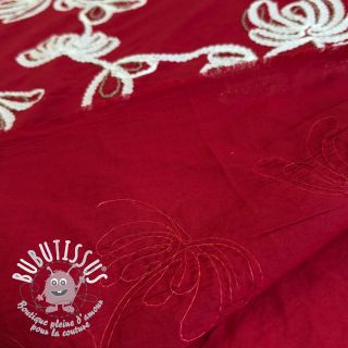 Tissu coton EMBROIDERY Loom En Light red