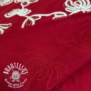 Tissu coton EMBROIDERY Loom En Light red