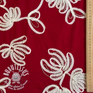 Tissu coton EMBROIDERY Loom En Light red