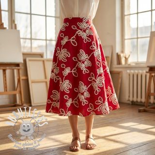 Tissu coton EMBROIDERY Loom En Light red