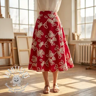 Tissu coton EMBROIDERY Loom En Light red